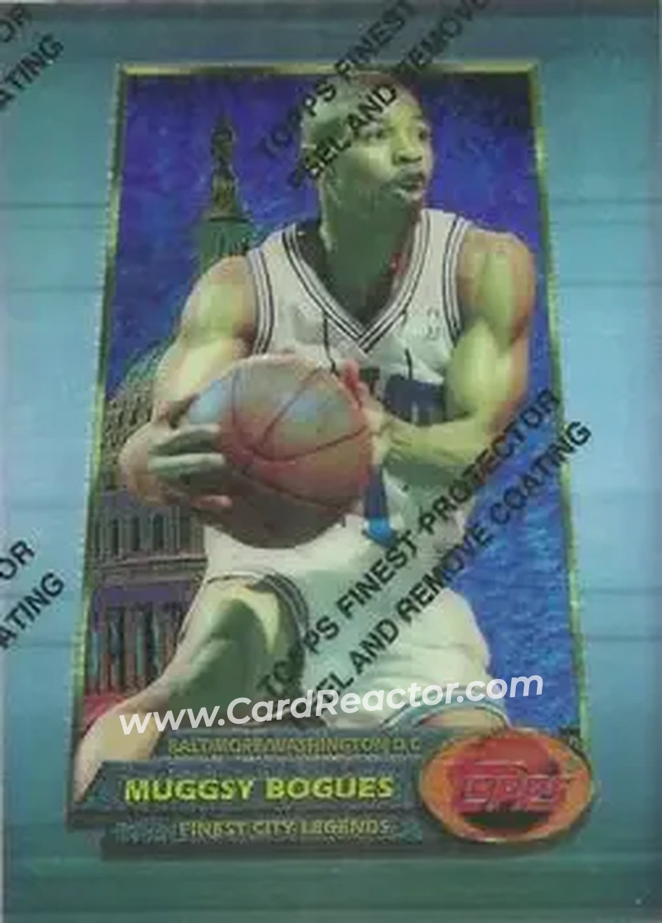 1994-95 Finest - Refractors #51 - Muggsy Bogues - Charlotte Hornets - Front 1994-95 Finest - Refractors #51 - Muggsy Bogues - Charlotte Hornets - Front