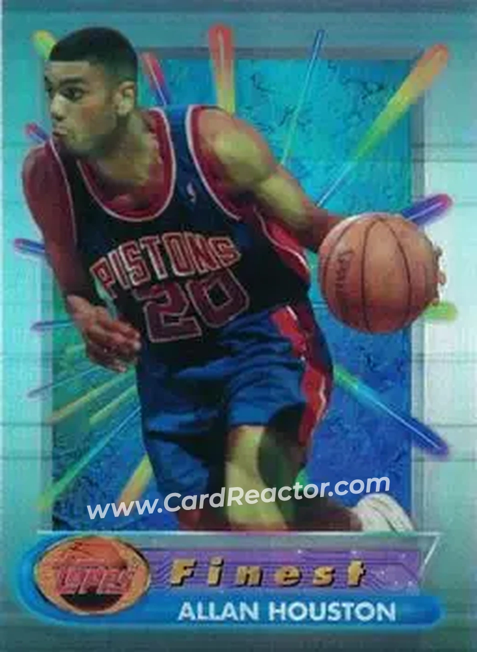 1994-95 Finest - Refractors #72 - Allan Houston - Detroit Pistons - Front 1994-95 Finest - Refractors #72 - Allan Houston - Detroit Pistons - Front