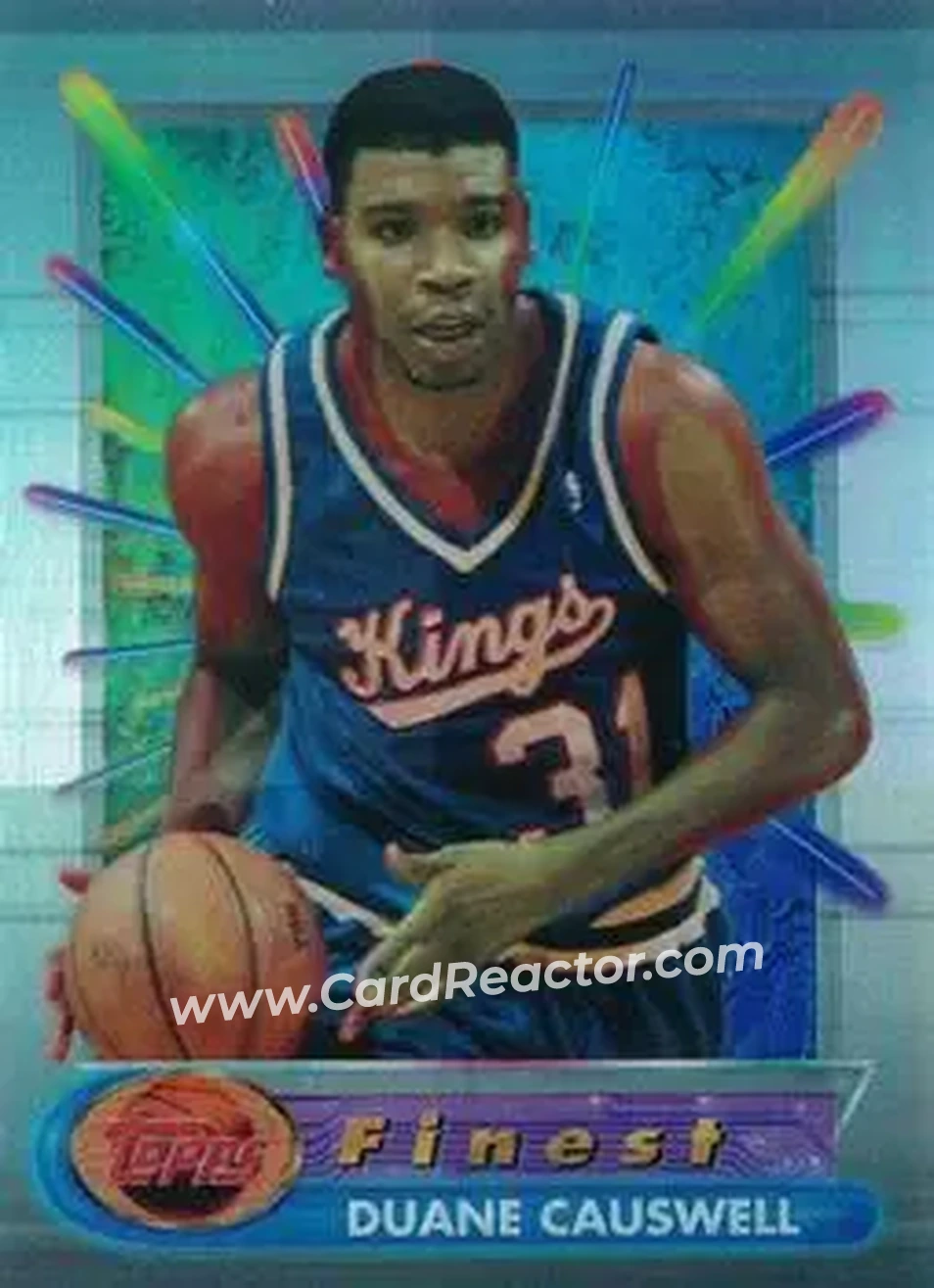 1994-95 Finest - Refractors #88 - Duane Causwell - Sacramento Kings - Front 1994-95 Finest - Refractors #88 - Duane Causwell - Sacramento Kings - Front