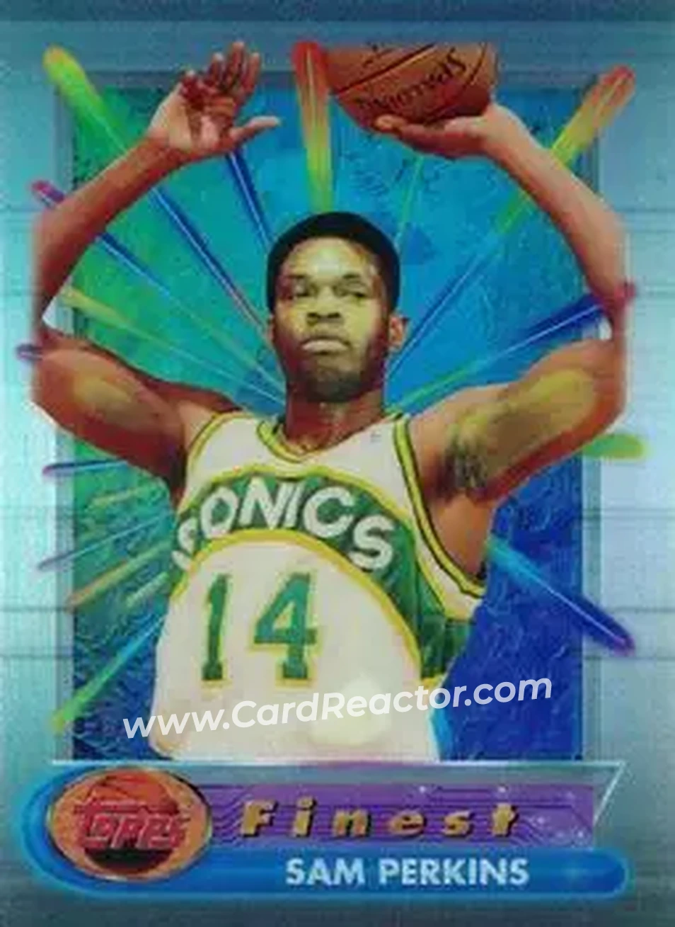 1994-95 Finest - Refractors #99 - Sam Perkins - Seattle SuperSonics - Front 1994-95 Finest - Refractors #99 - Sam Perkins - Seattle SuperSonics - Front