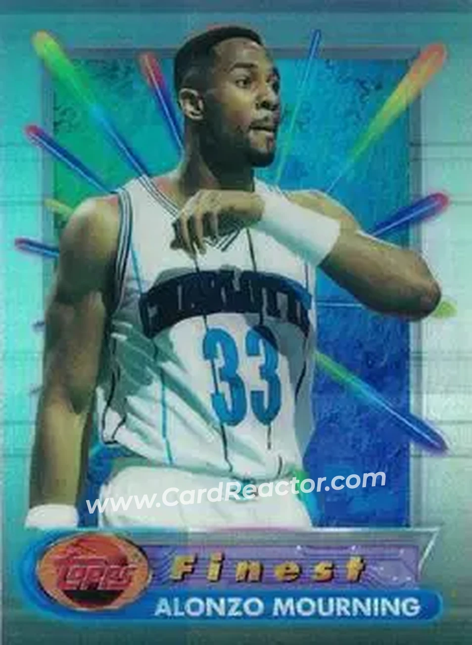 1994-95 Finest - Refractors #100 - Alonzo Mourning - Charlotte Hornets - Front 1994-95 Finest - Refractors #100 - Alonzo Mourning - Charlotte Hornets - Front