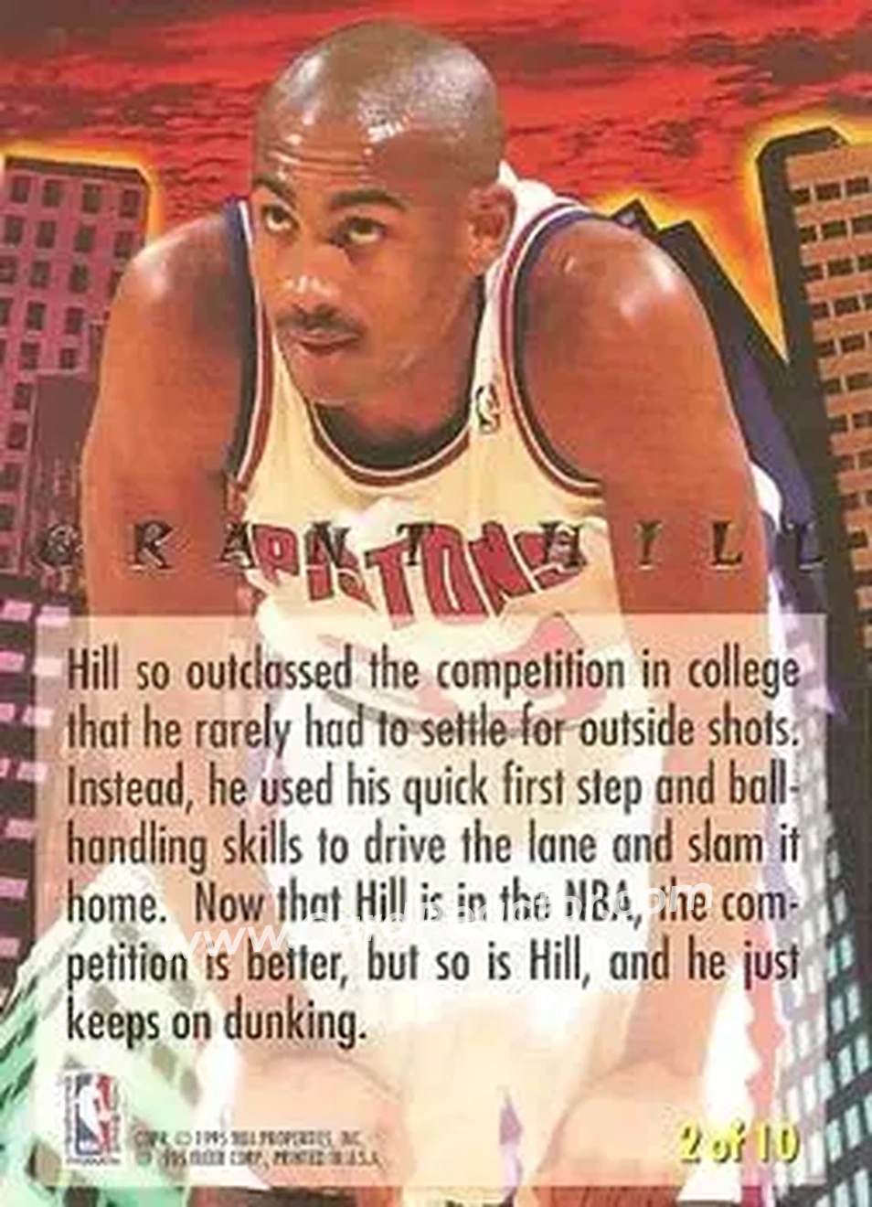 1994-95 Ultra - Jam City #2 - Grant Hill - Detroit Pistons - Back