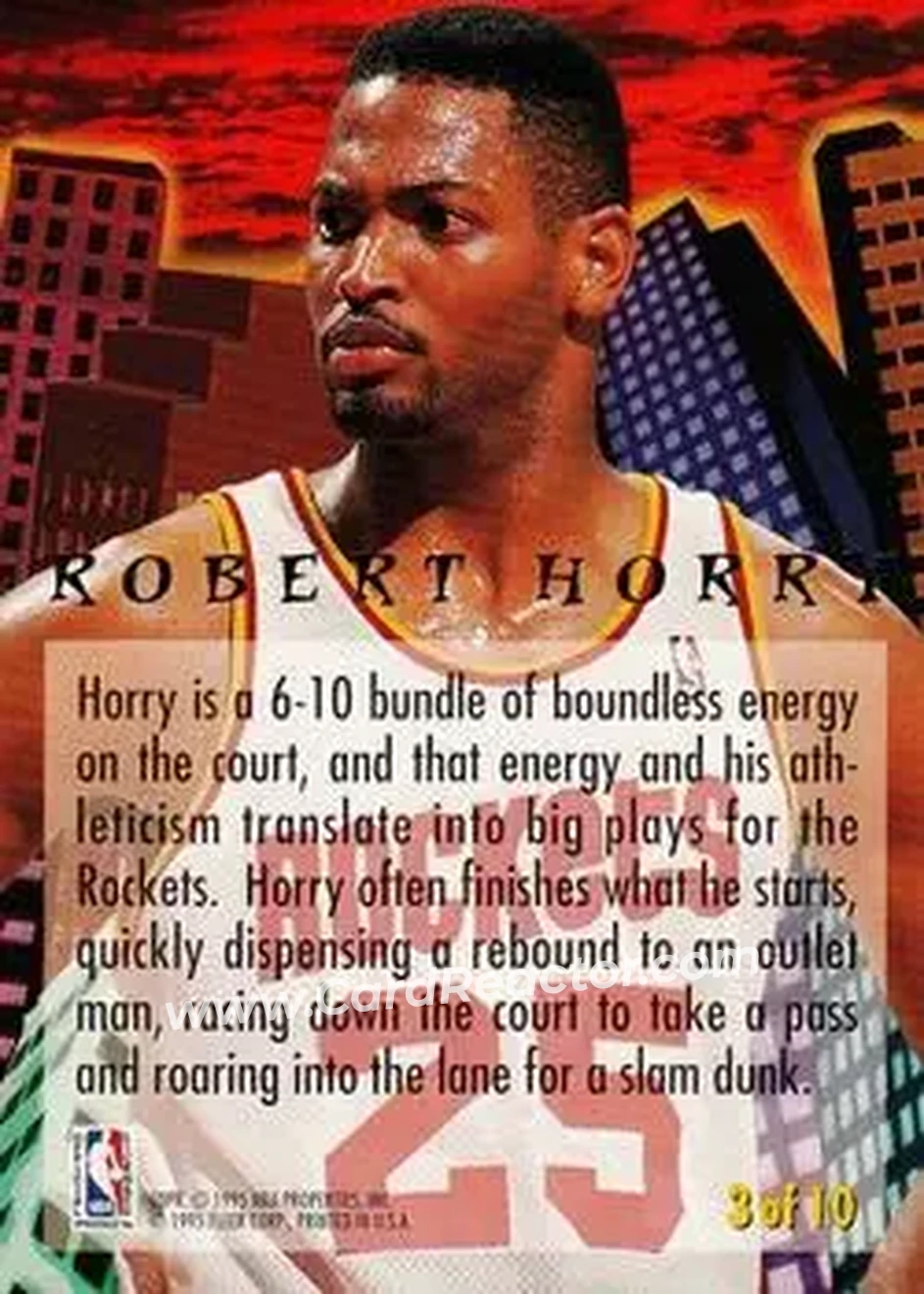 1994-95 Ultra - Jam City #3 - Robert Horry - Houston Rockets - Back