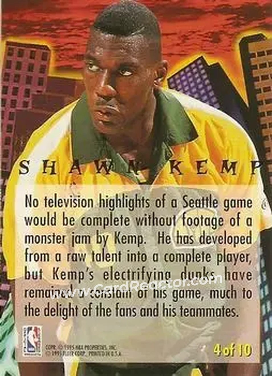1994-95 Ultra - Jam City #4 - Shawn Kemp - Seattle SuperSonics - Back