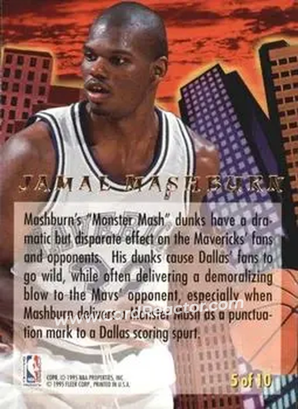 1994-95 Ultra - Jam City #5 - Jamal Mashburn - Dallas Mavericks - Back