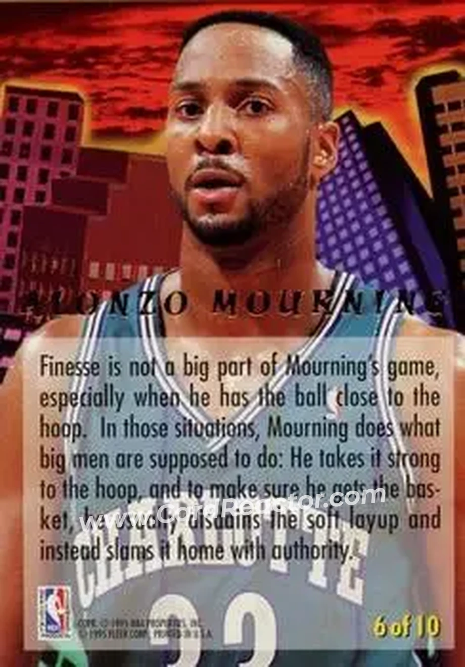 1994-95 Ultra - Jam City #6 - Alonzo Mourning - Charlotte Hornets - Back
