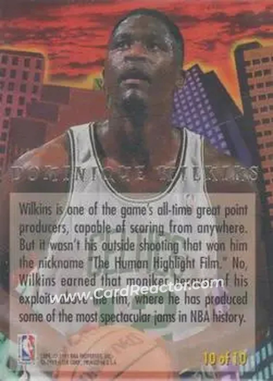 1994-95 Ultra - Jam City #10 - Dominique Wilkins - Boston Celtics - Back 1994-95 Ultra - Jam City #10 - Dominique Wilkins - Boston Celtics - Back
