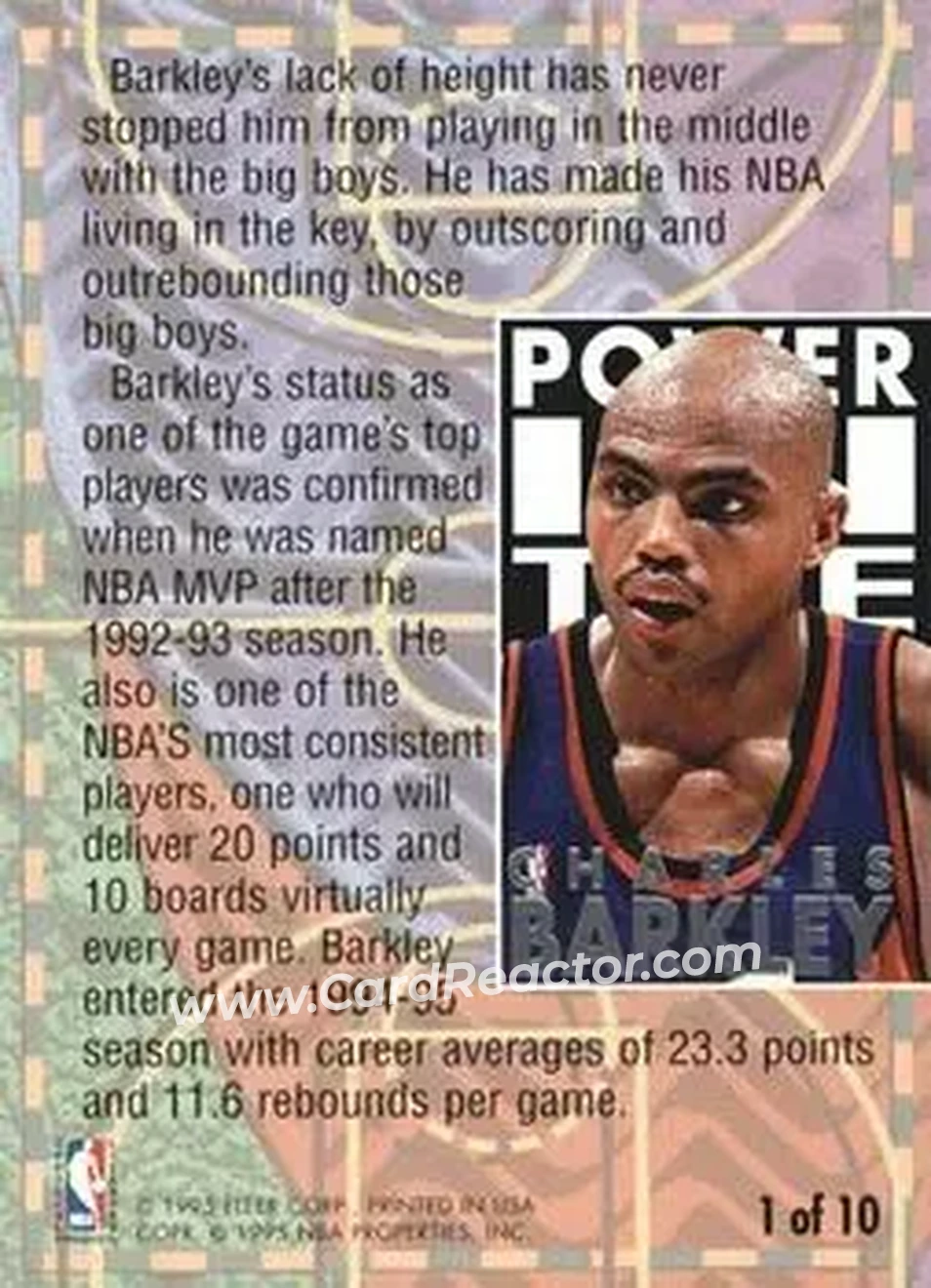1994-95 Ultra - Power in the Key #1 - Charles Barkley - Phoenix Suns - Back