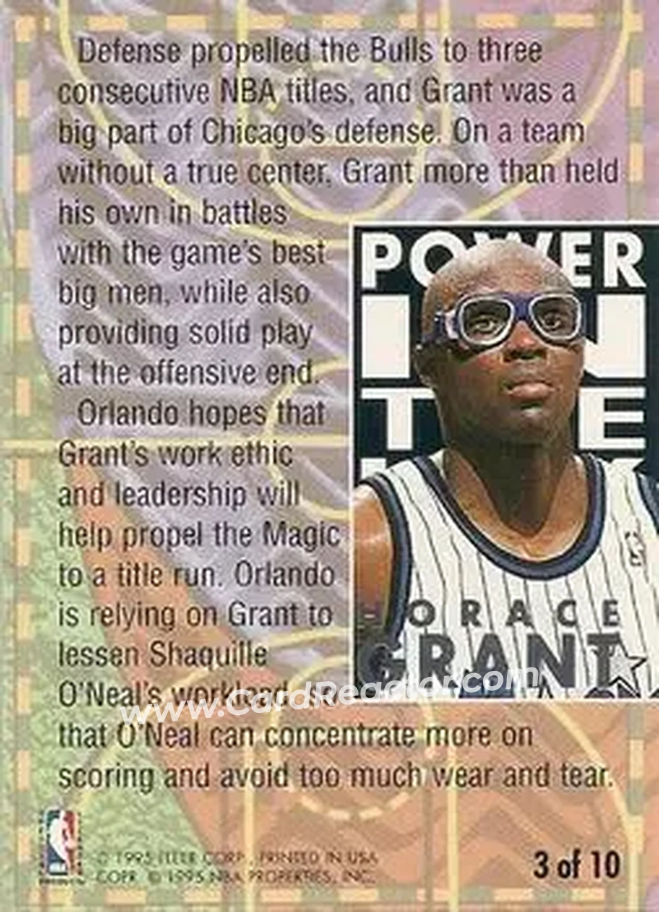 1994-95 Ultra - Power in the Key #3 - Horace Grant - Orlando Magic - Back 1994-95 Ultra - Power in the Key #3 - Horace Grant - Orlando Magic - Back