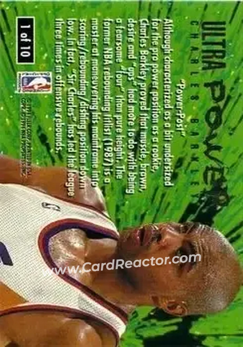 1994-95 Ultra - Ultra Power #1 - Charles Barkley - Phoenix Suns - Back