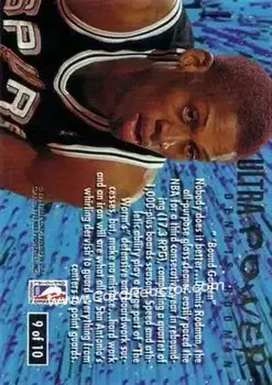 1994-95 Ultra - Ultra Power #9 - Dennis Rodman - San Antonio Spurs - Back