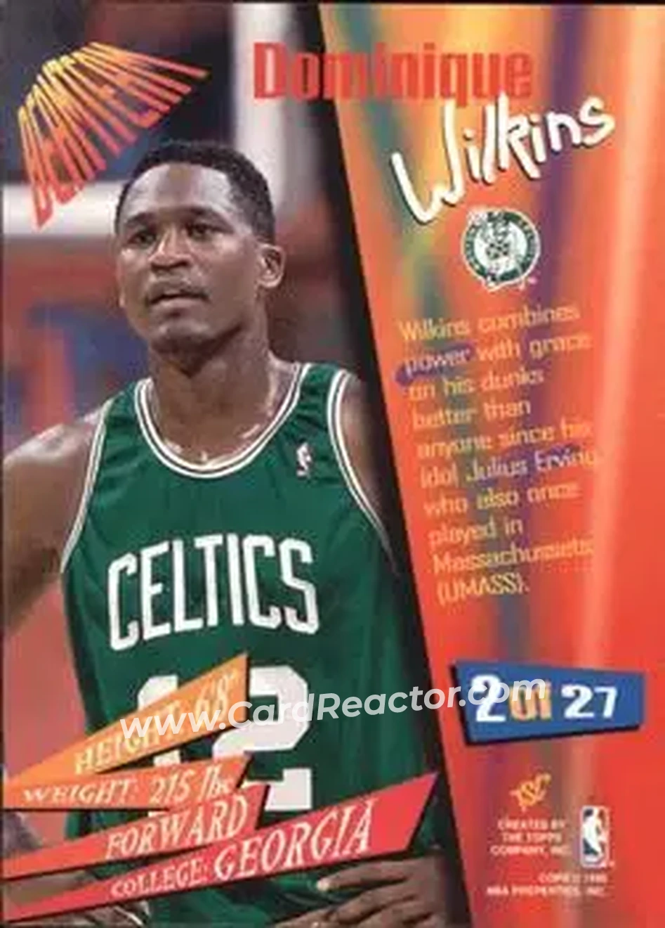 1994-95 Stadium Club - Beam Team #2 - Dominique Wilkins - Boston Celtics - Back 1994-95 Stadium Club - Beam Team #2 - Dominique Wilkins - Boston Celtics - Back