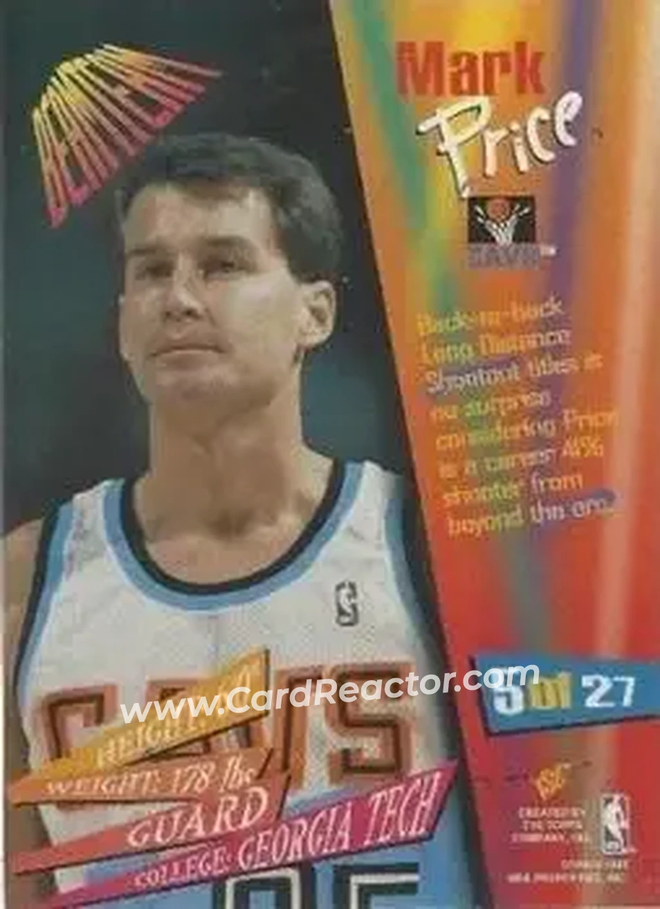 1994-95 Stadium Club - Beam Team #5 - Mark Price - Cleveland Cavaliers - Back 1994-95 Stadium Club - Beam Team #5 - Mark Price - Cleveland Cavaliers - Back