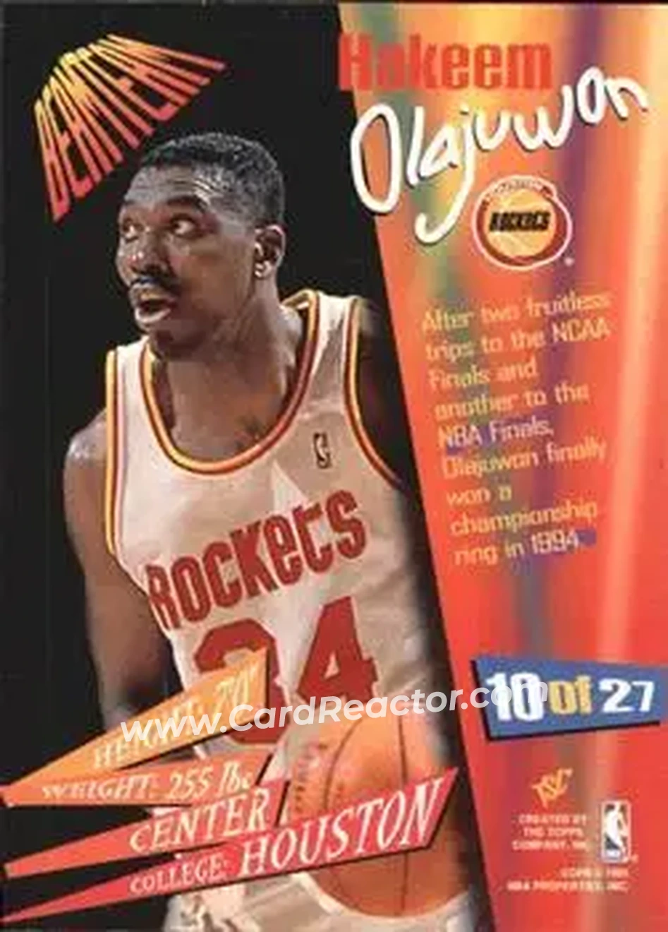 1994-95 Stadium Club - Beam Team #10 - Hakeem Olajuwon - Houston Rockets - Back 1994-95 Stadium Club - Beam Team #10 - Hakeem Olajuwon - Houston Rockets - Back