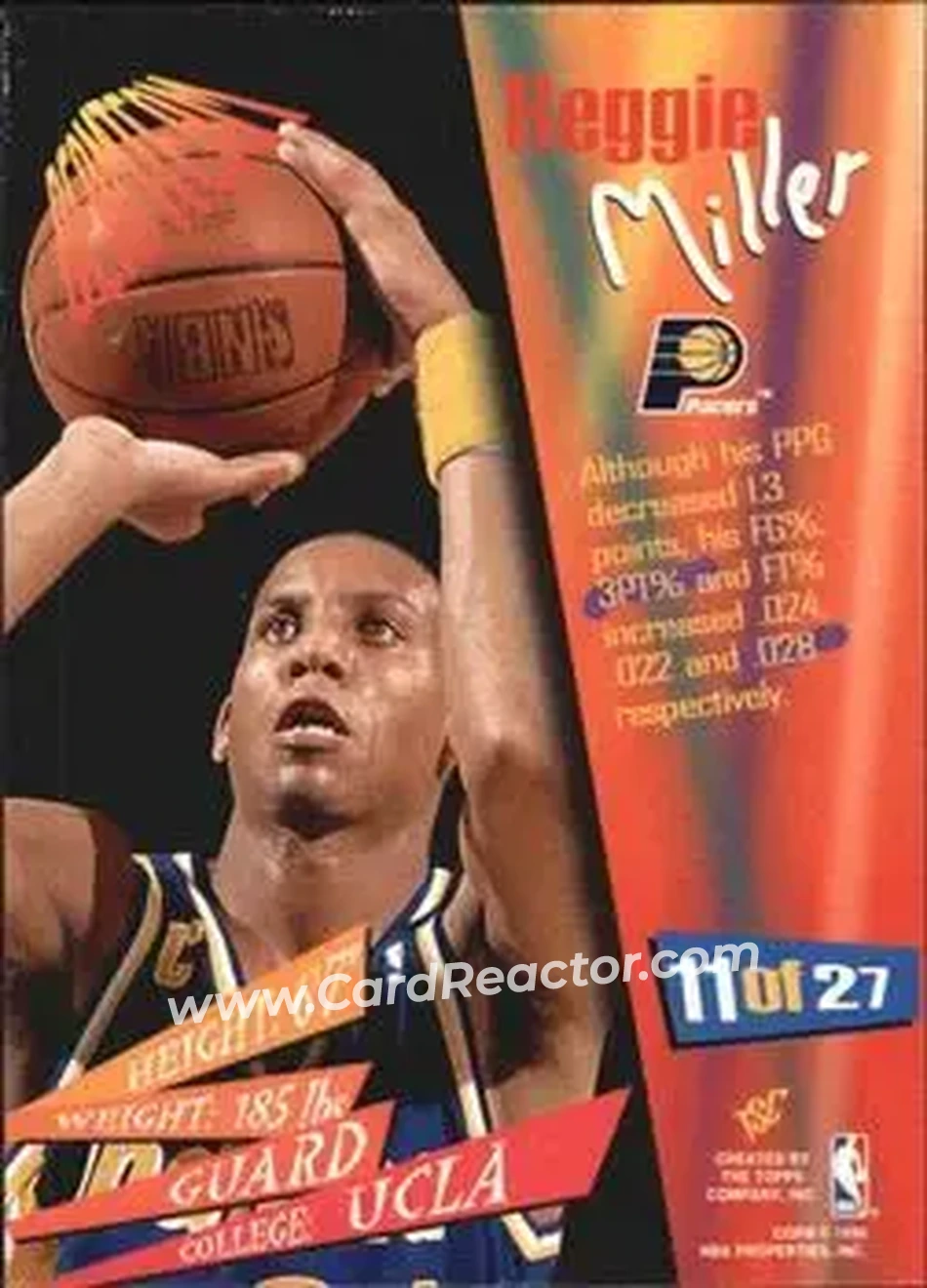 1994-95 Stadium Club - Beam Team #11 - Reggie Miller - Indiana Pacers - Back 1994-95 Stadium Club - Beam Team #11 - Reggie Miller - Indiana Pacers - Back