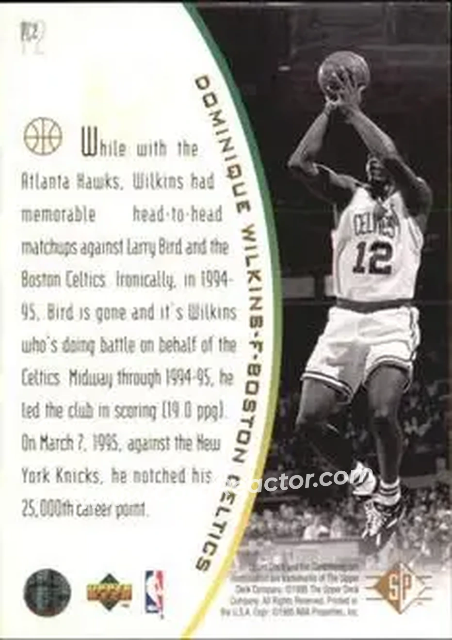 1994-95 SP - Holoviews #PC2 - Dominique Wilkins - Boston Celtics - Back