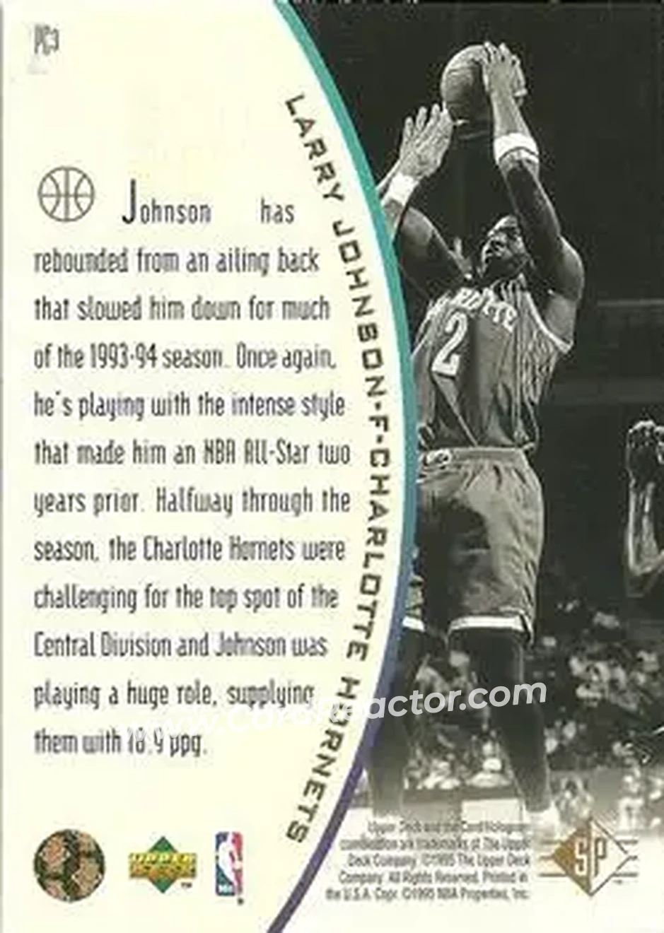 1994-95 SP - Holoviews #PC3 - Larry Johnson - Charlotte Hornets - Back