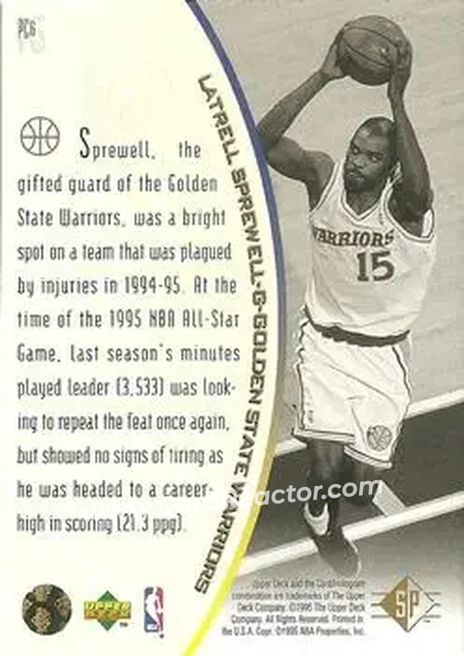 1994-95 SP - Holoviews #PC6 - Latrell Sprewell - Golden State Warriors - Back