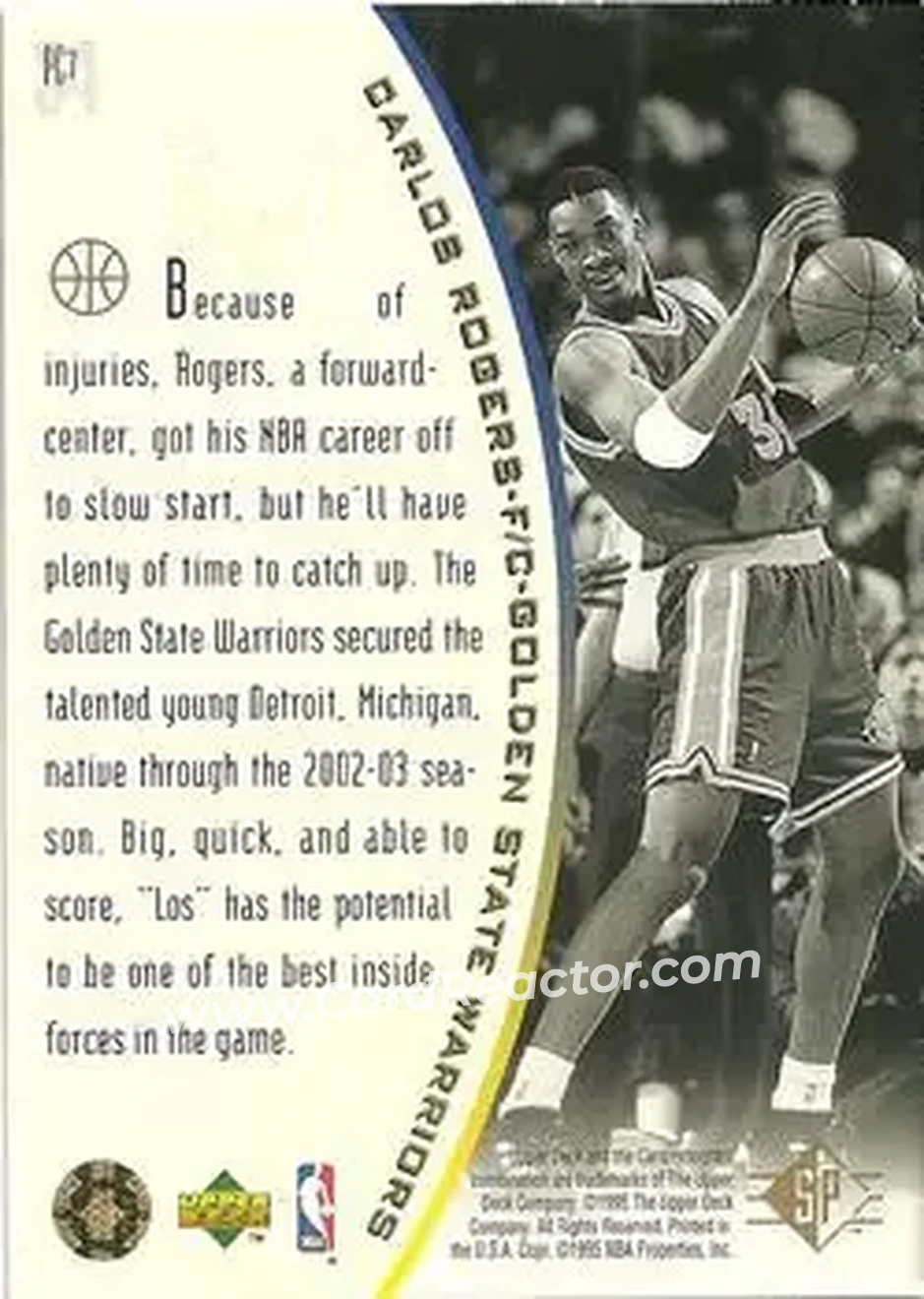 1994-95 SP - Holoviews #PC7 - Carlos Rogers - Golden State Warriors - Back