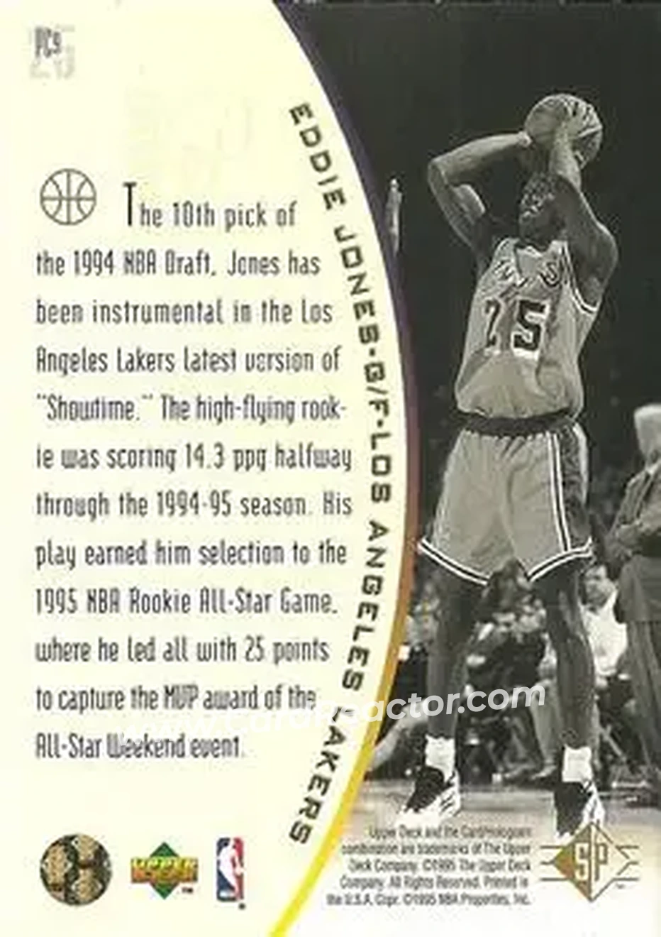 1994-95 SP - Holoviews #PC9 - Eddie Jones - Los Angeles Lakers - Back 1994-95 SP - Holoviews #PC9 - Eddie Jones - Los Angeles Lakers - Back