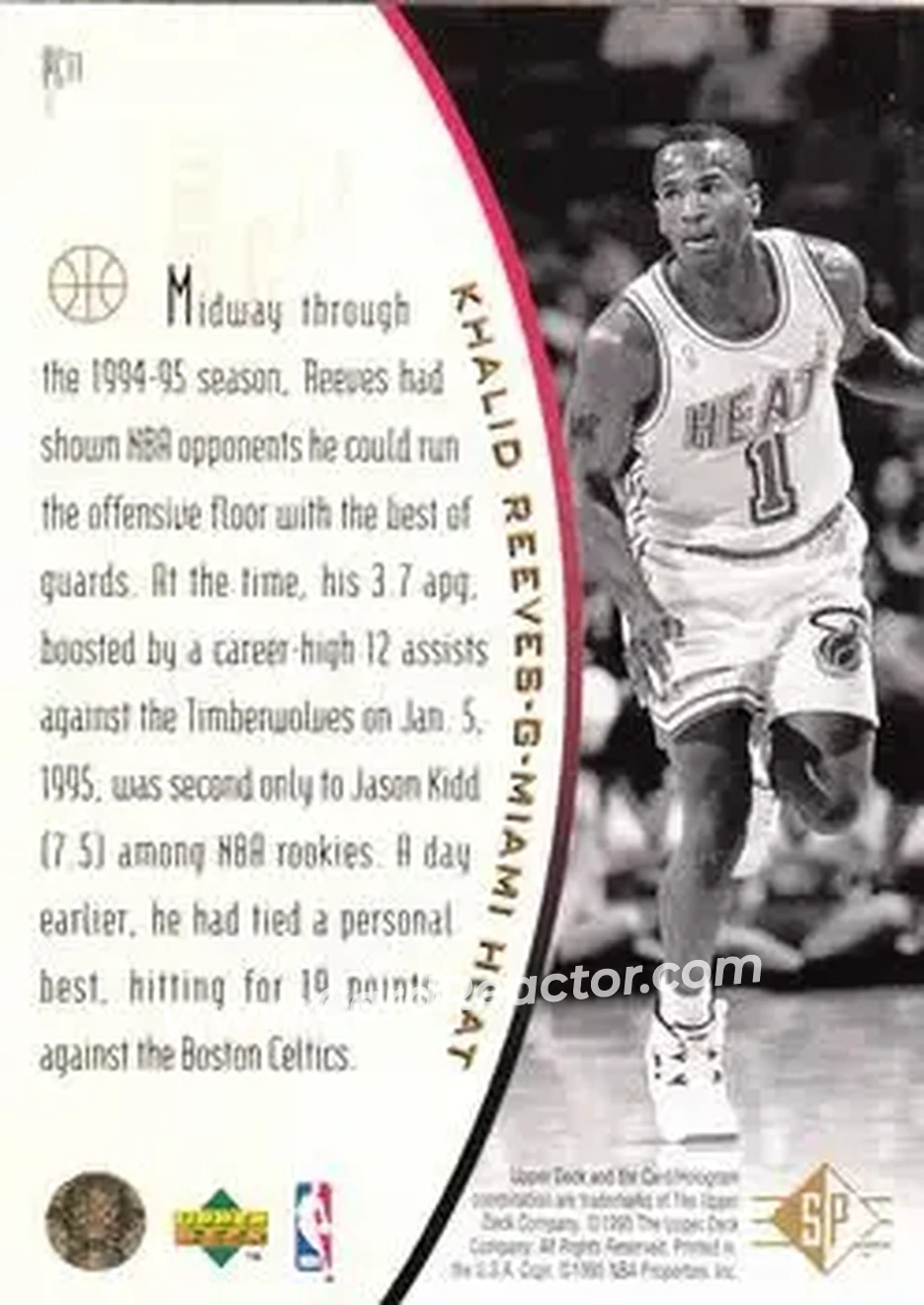 1994-95 SP - Holoviews #PC11 - Khalid Reeves - Miami Heat - Back 1994-95 SP - Holoviews #PC11 - Khalid Reeves - Miami Heat - Back