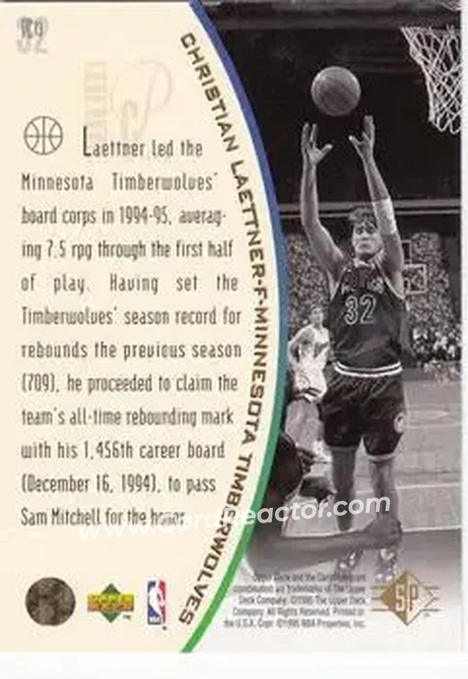 1994-95 SP - Holoviews #PC13 - Christian Laettner - Minnesota Timberwolves - Back 1994-95 SP - Holoviews #PC13 - Christian Laettner - Minnesota Timberwolves - Back