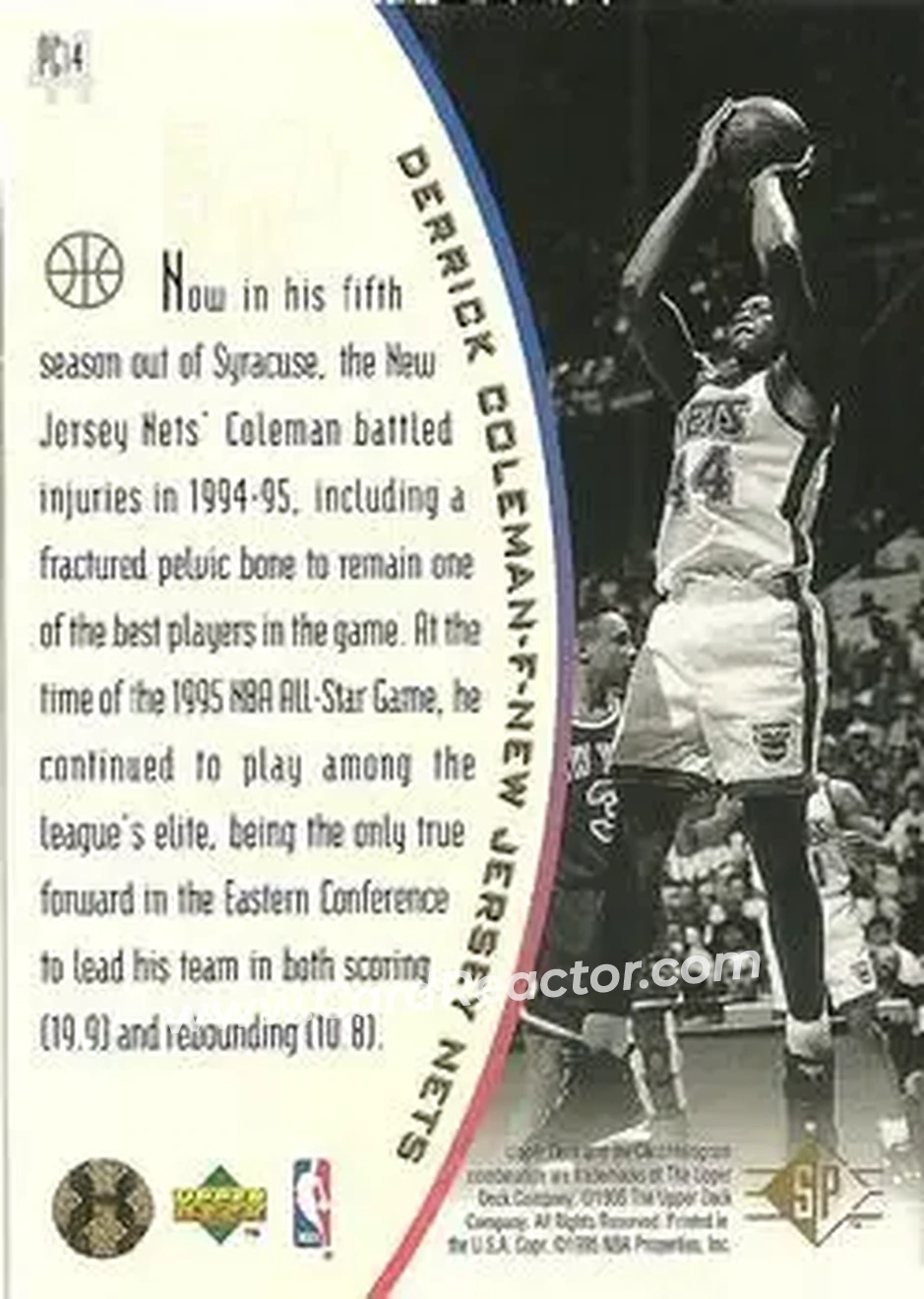 1994-95 SP - Holoviews #PC14 - Derrick Coleman - New Jersey Nets - Back 1994-95 SP - Holoviews #PC14 - Derrick Coleman - New Jersey Nets - Back
