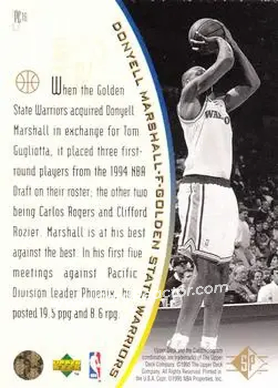 1994-95 SP - Holoviews #PC16 - Donyell Marshall - Golden State Warriors - Back