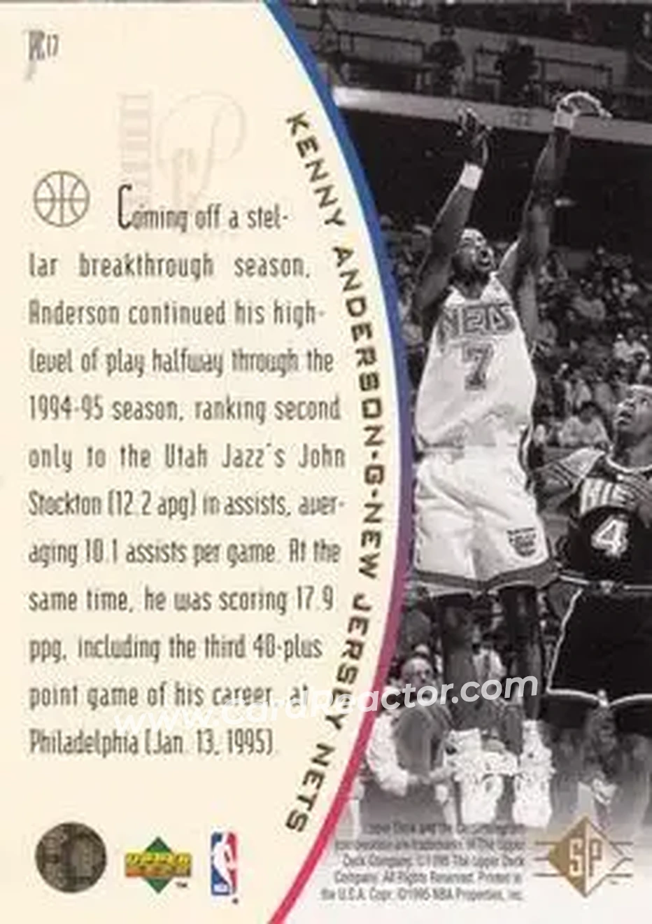 1994-95 SP - Holoviews #PC17 - Kenny Anderson - New Jersey Nets - Back