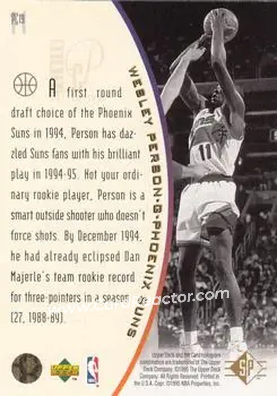 1994-95 SP - Holoviews #PC19 - Wesley Person - Phoenix Suns - Back