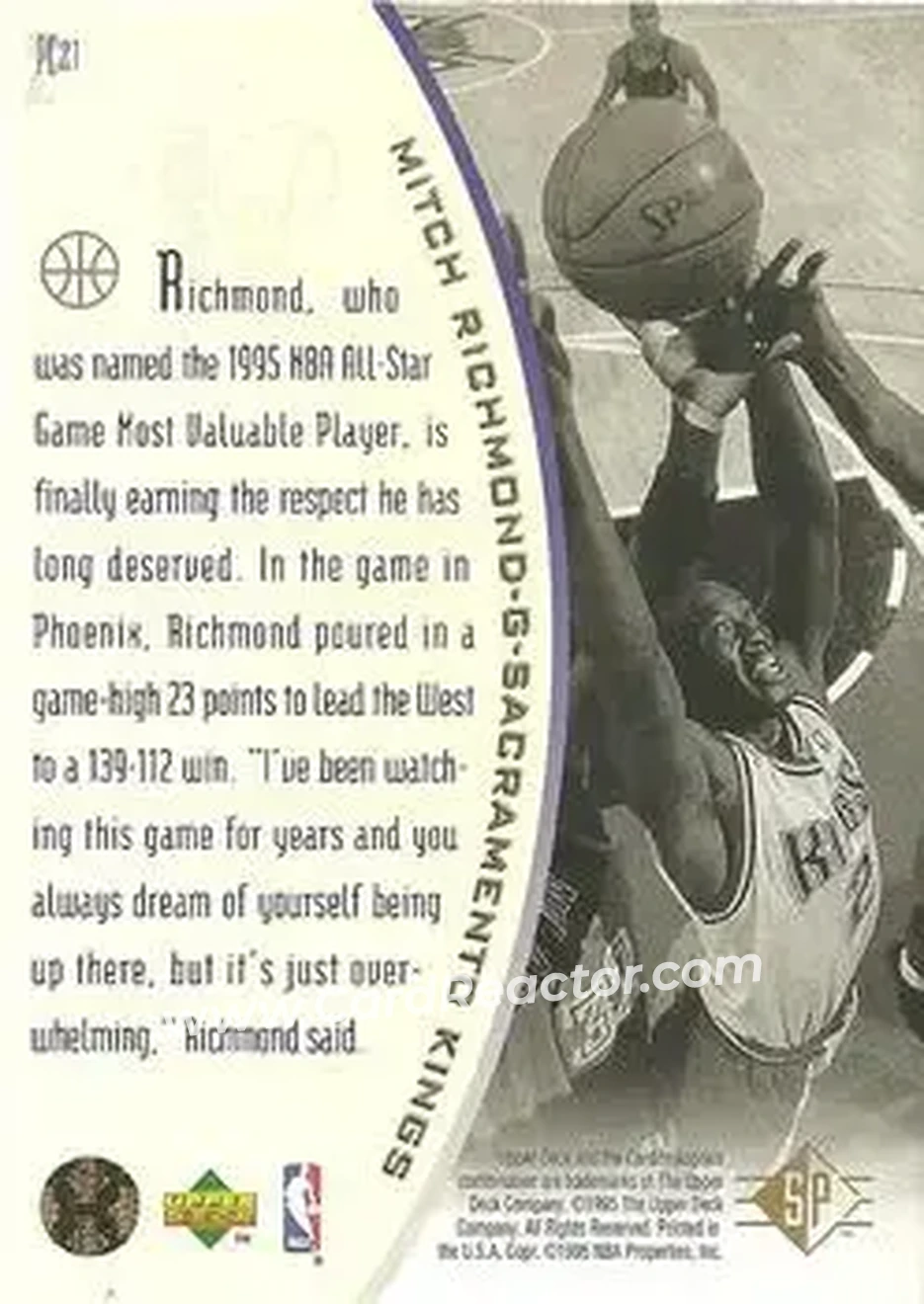 1994-95 SP - Holoviews #PC21 - Mitch Richmond - Sacramento Kings - Back