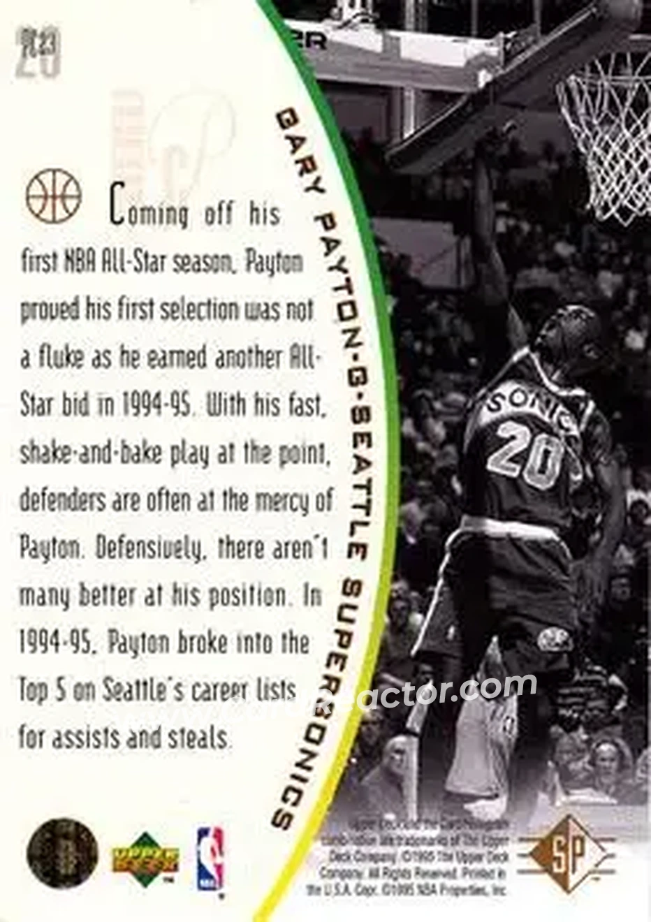 1994-95 SP - Holoviews #PC23 - Gary Payton - Seattle SuperSonics - Back 1994-95 SP - Holoviews #PC23 - Gary Payton - Seattle SuperSonics - Back