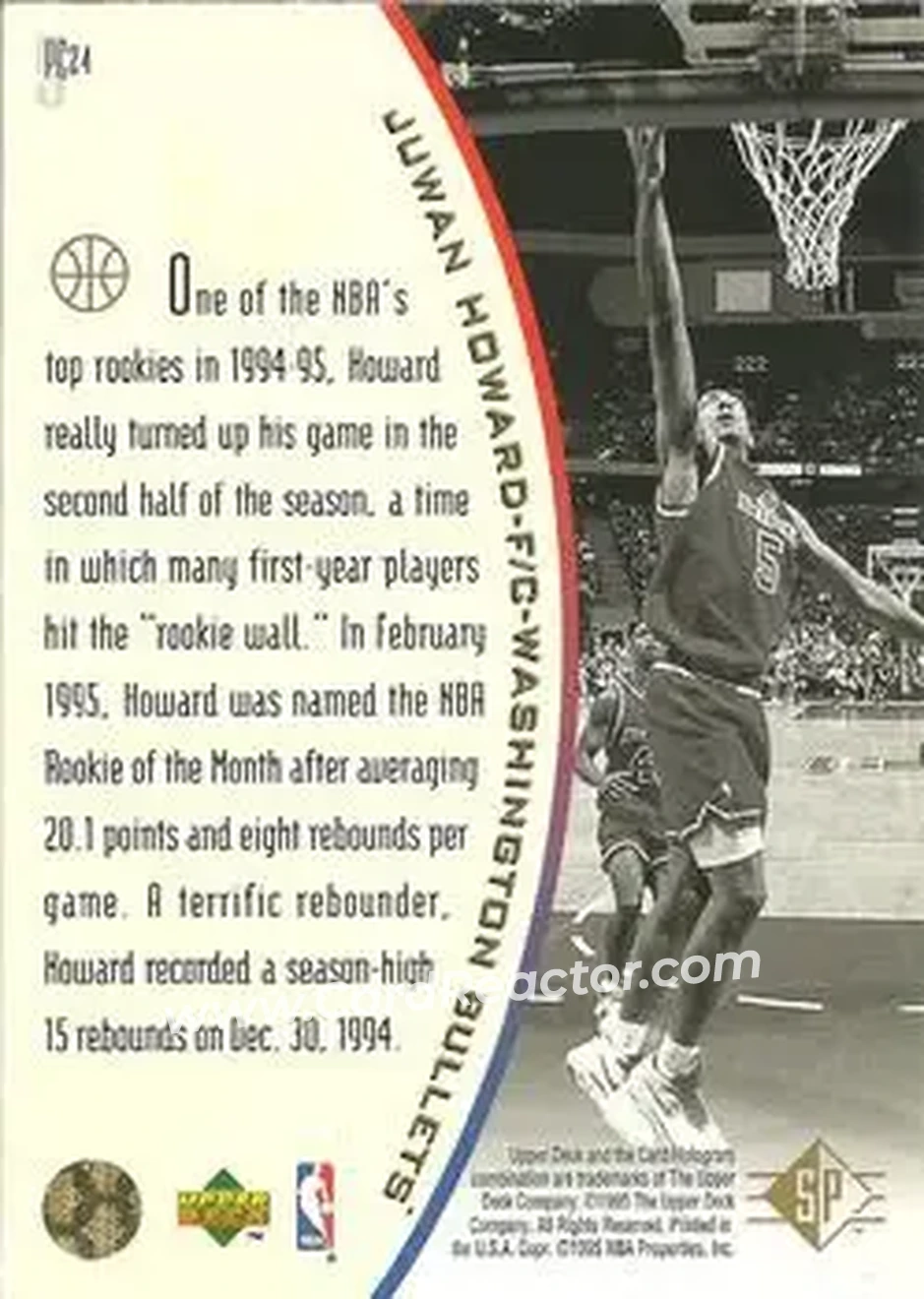 1994-95 SP - Holoviews #PC24 - Juwan Howard - Washington Bullets - Back 1994-95 SP - Holoviews #PC24 - Juwan Howard - Washington Bullets - Back
