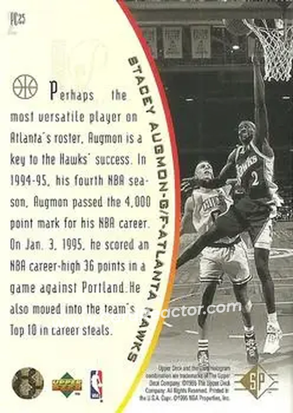 1994-95 SP - Holoviews #PC25 - Stacey Augmon - Atlanta Hawks - Back