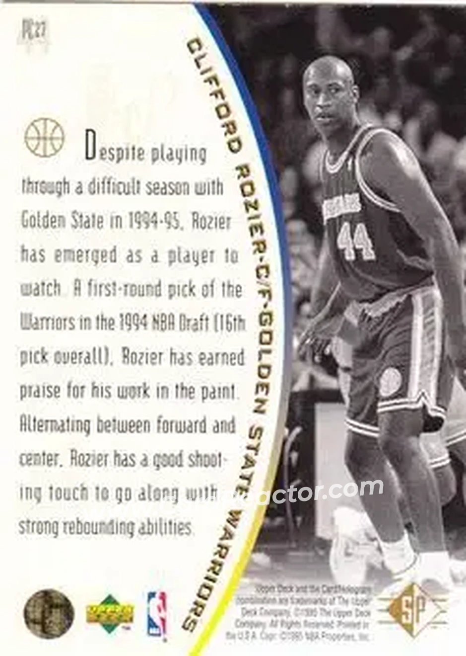1994-95 SP - Holoviews #PC27 - Clifford Rozier - Golden State Warriors - Back