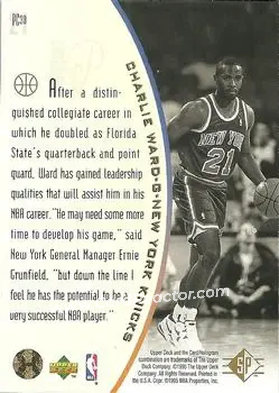 1994-95 SP - Holoviews #PC30 - Charlie Ward - New York Knicks - Back