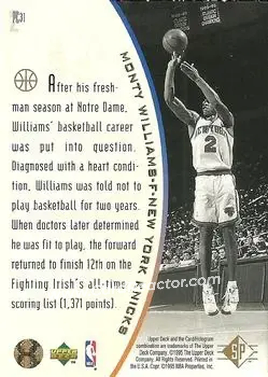 1994-95 SP - Holoviews #PC31 - Monty Williams - New York Knicks - Back