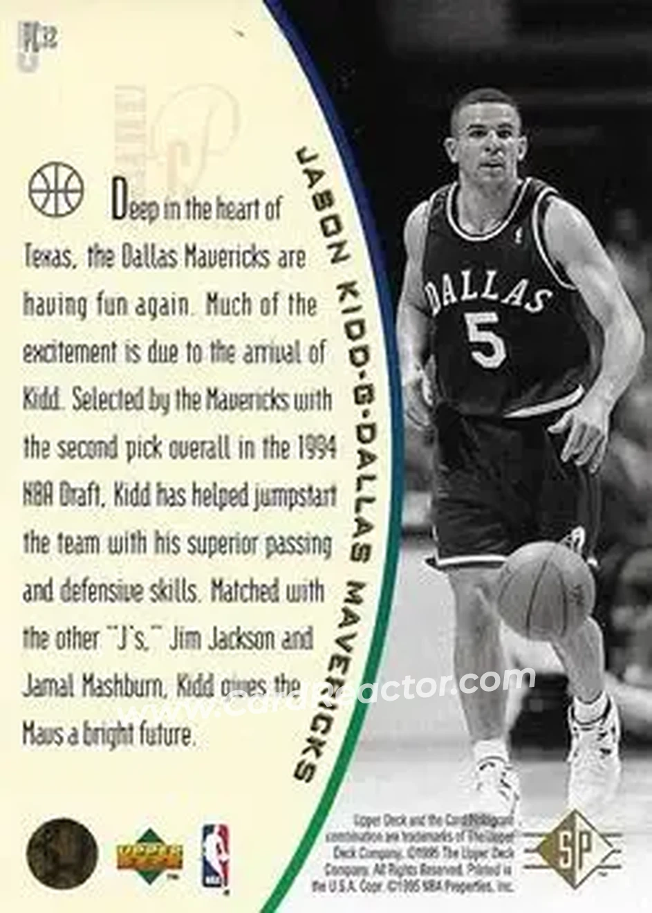 1994-95 SP - Holoviews #PC32 - Jason Kidd - Dallas Mavericks - Back 1994-95 SP - Holoviews #PC32 - Jason Kidd - Dallas Mavericks - Back