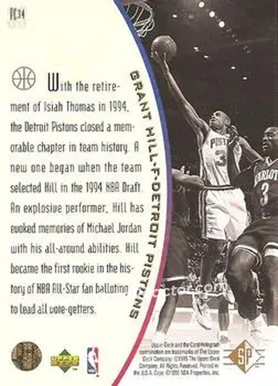 1994-95 SP - Holoviews #PC34 - Grant Hill - Detroit Pistons - Back 1994-95 SP - Holoviews #PC34 - Grant Hill - Detroit Pistons - Back