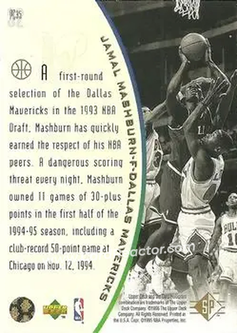 1994-95 SP - Holoviews #PC35 - Jamal Mashburn - Dallas Mavericks - Back 1994-95 SP - Holoviews #PC35 - Jamal Mashburn - Dallas Mavericks - Back