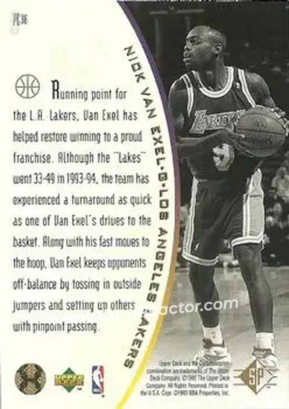 1994-95 SP - Holoviews #PC36 - Nick Van Exel - Los Angeles Lakers - Back