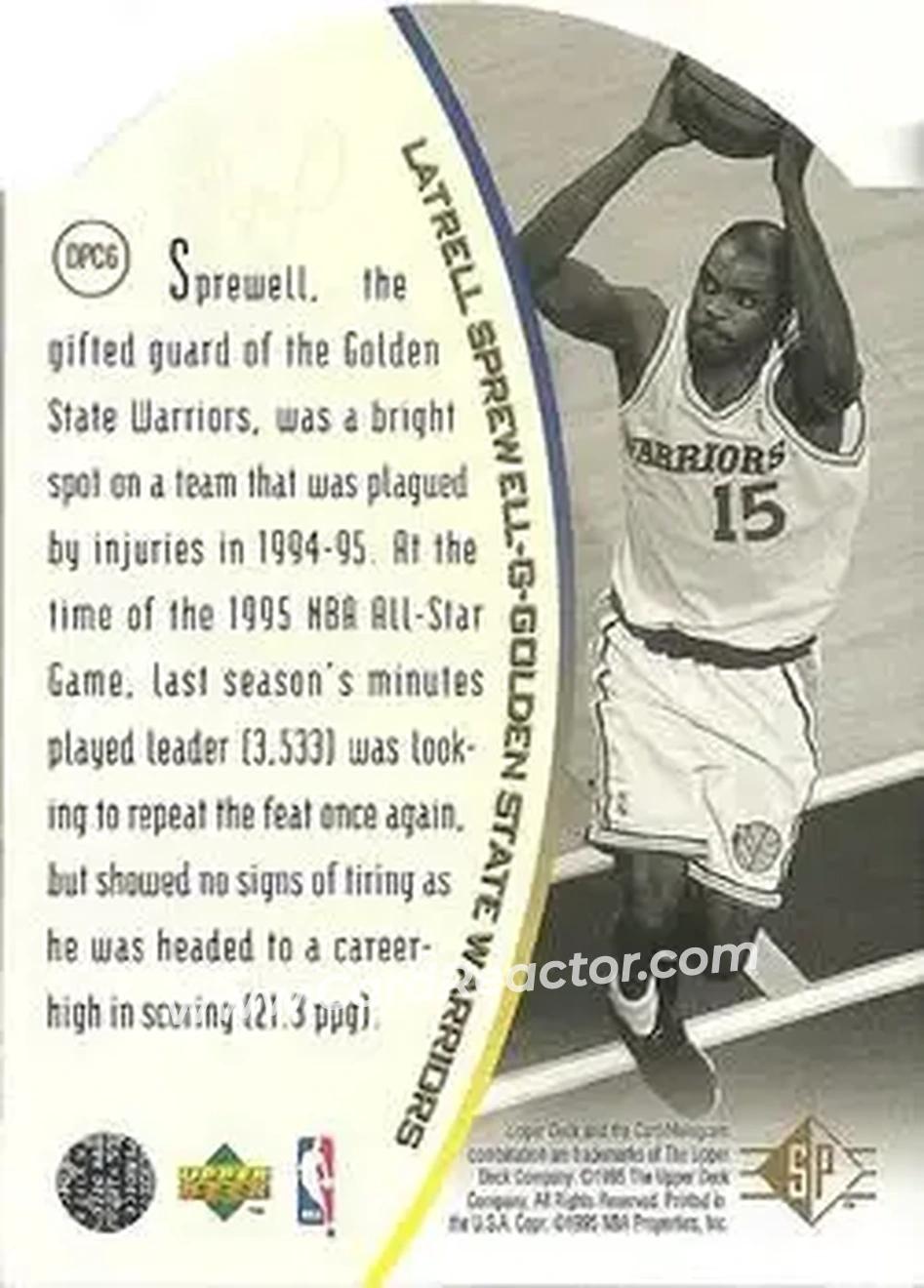 1994-95 SP - Holoviews Die Cut #DPC6 - Latrell Sprewell - Golden State Warriors - Back