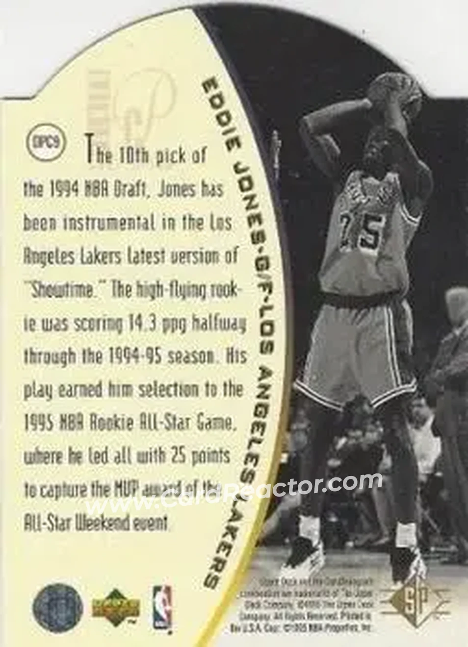 1994-95 SP - Holoviews Die Cut #DPC9 - Eddie Jones - Los Angeles Lakers - Back