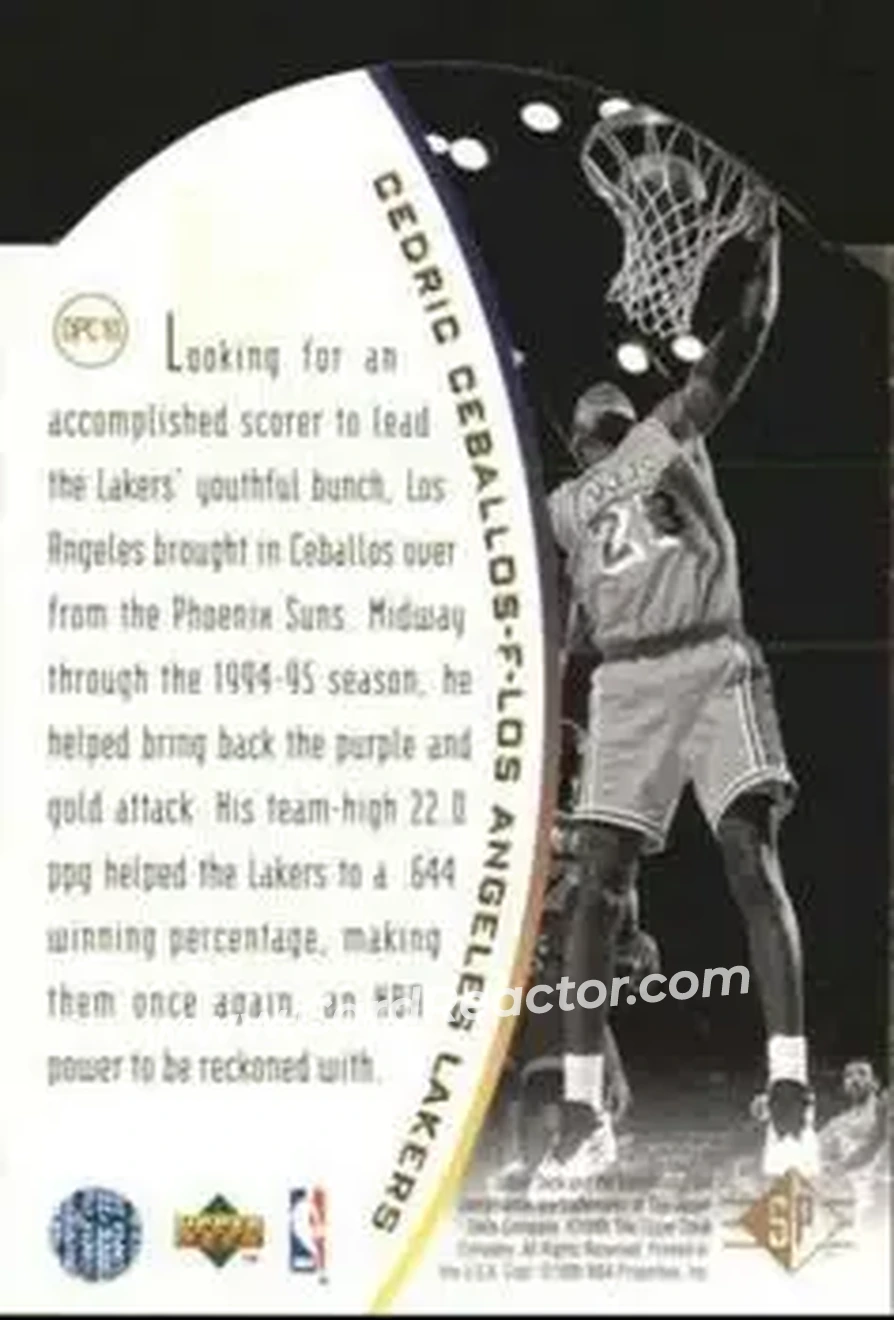 1994-95 SP - Holoviews Die Cut #DPC10 - Cedric Ceballos - Los Angeles Lakers - Back