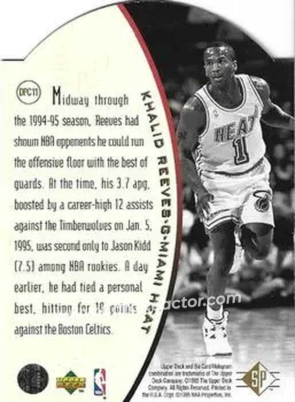 1994-95 SP - Holoviews Die Cut #DPC11 - Khalid Reeves - Miami Heat - Back