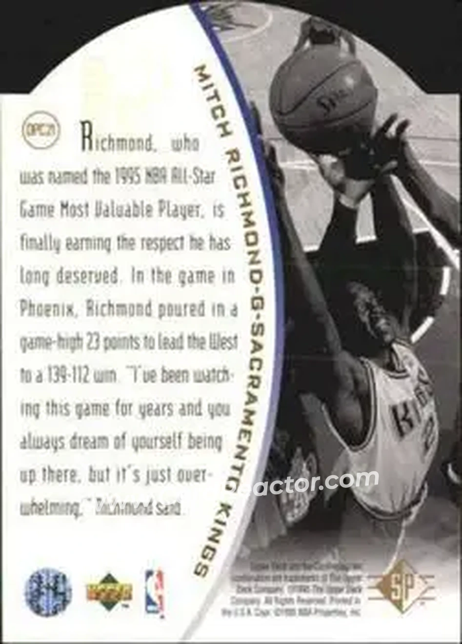 1994-95 SP - Holoviews Die Cut #DPC21 - Mitch Richmond - Sacramento Kings - Back 1994-95 SP - Holoviews Die Cut #DPC21 - Mitch Richmond - Sacramento Kings - Back