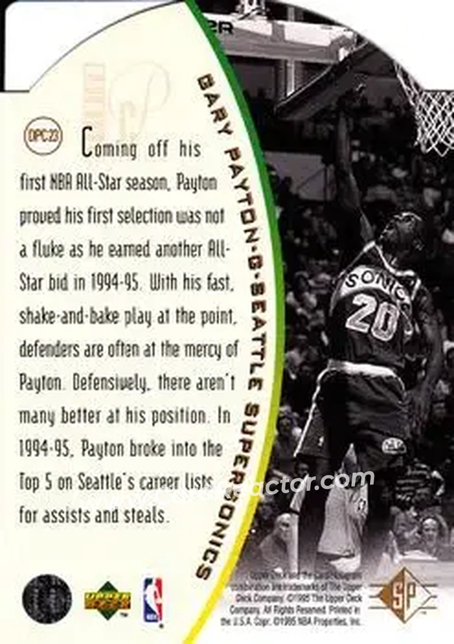1994-95 SP - Holoviews Die Cut #DPC23 - Gary Payton - Seattle SuperSonics - Back 1994-95 SP - Holoviews Die Cut #DPC23 - Gary Payton - Seattle SuperSonics - Back