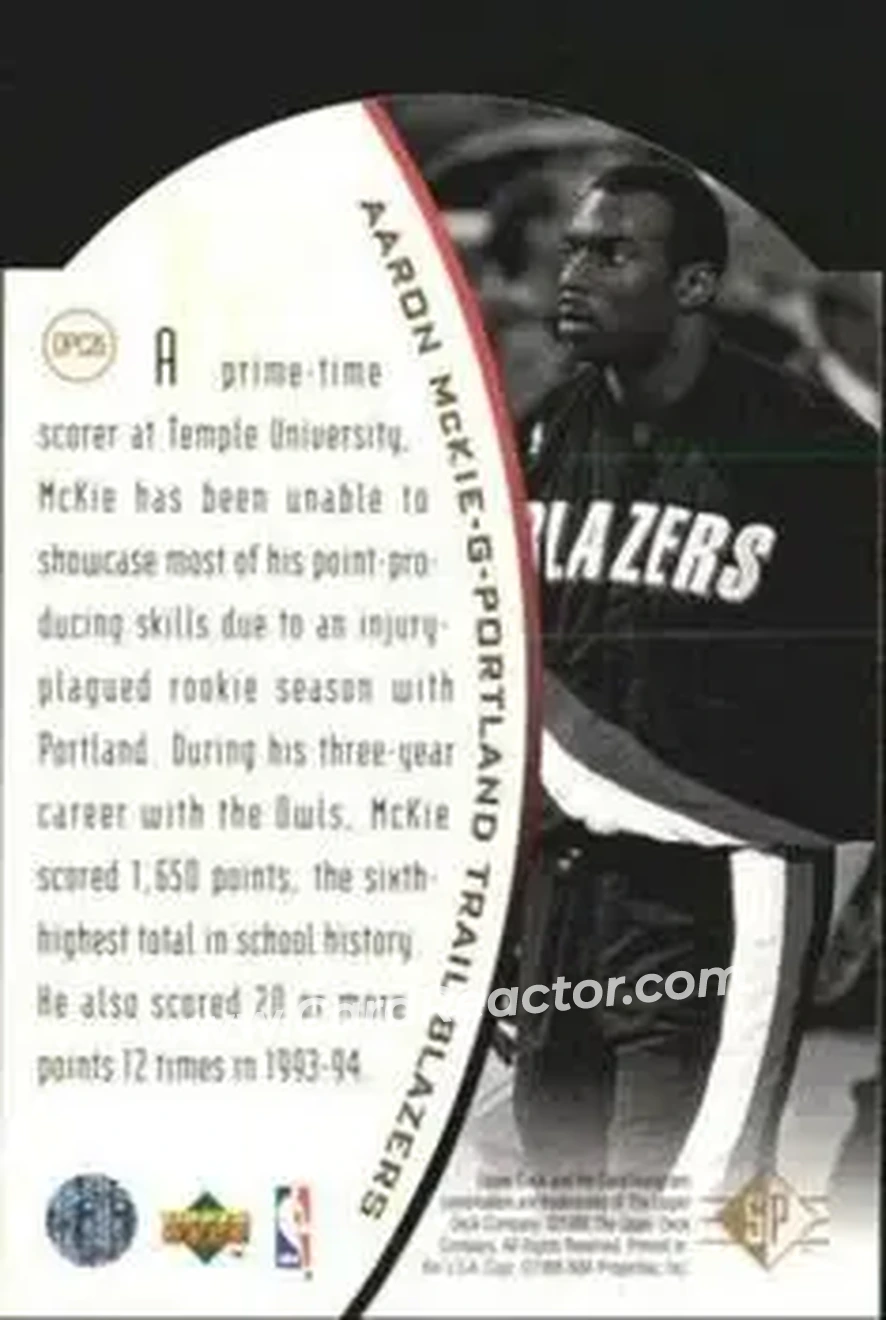 1994-95 SP - Holoviews Die Cut #DPC26 - Aaron McKie - Portland Trail Blazers - Back