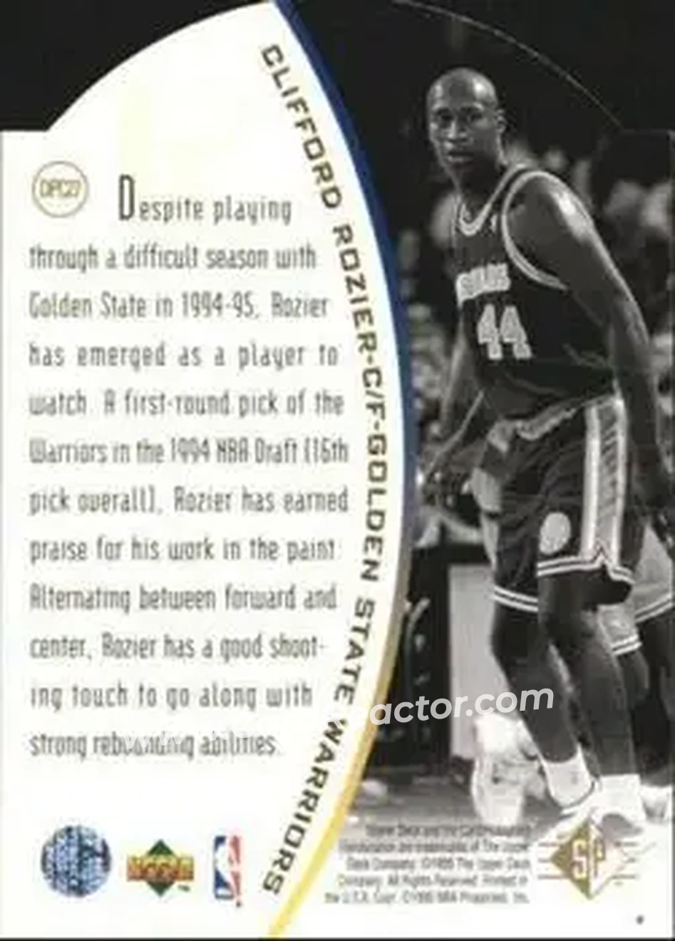 1994-95 SP - Holoviews Die Cut #DPC27 - Clifford Rozier - Golden State Warriors - Back 1994-95 SP - Holoviews Die Cut #DPC27 - Clifford Rozier - Golden State Warriors - Back