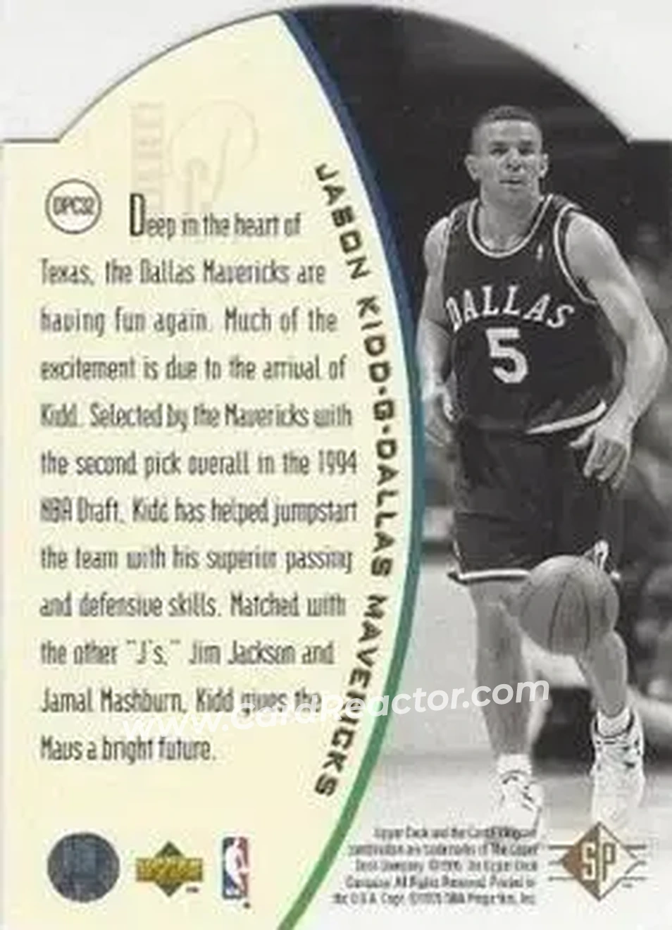 1994-95 SP - Holoviews Die Cut #DPC32 - Jason Kidd - Dallas Mavericks - Back